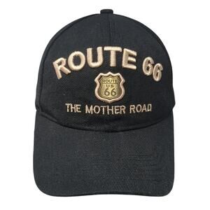 Route 66 The Mother Road Strapback Baseball Cap Black OS Black Eagle Ace Cap
